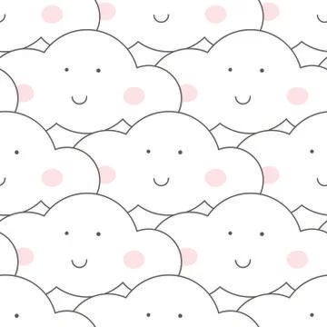 Baby vector seamless pattern. Light fun sky print for textil Stock Illustration