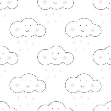 Baby vector seamless pattern. Light fun sky print for textile Stock Illustration