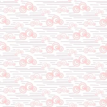 Baby vector seamless pattern. Pastel pink fun windy sky clouds print for textile Stockillustratie