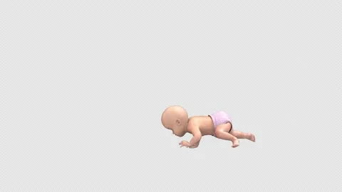 Baby walk, run and crawling - 3d render ... | Stock Video | Pond5