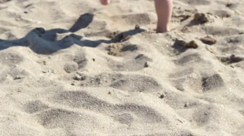 Baby Walking on Beach Stock Footage 51017278