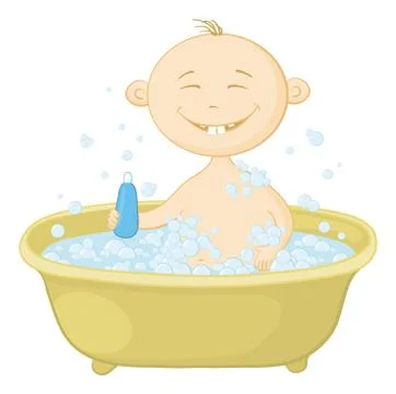 Baby wash in the bath Stock Illustration