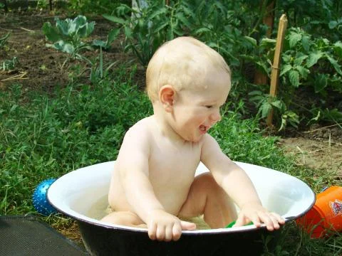 Baby washes Stock Photos