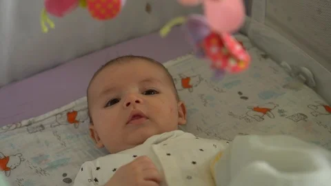Baby Watching Mobile Stock Footage 106677692