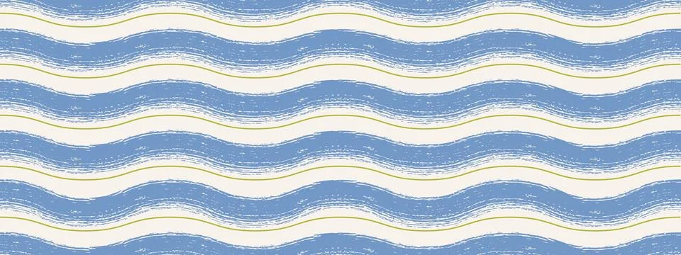 Baby wavy pattern with chalk texture. Hand drawn crayon wave lines for deco.. 库存插图