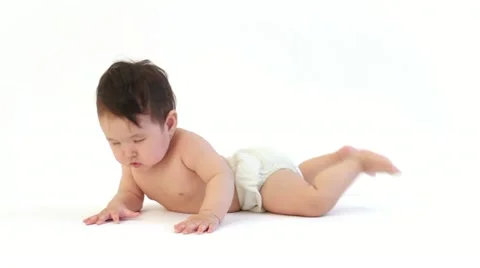 Baby on white background Stock Footage 10900988