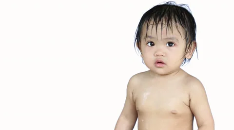 Baby on white background Stock Footage