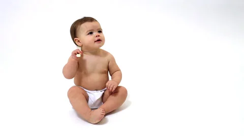 Baby on white background Video stock 61656309