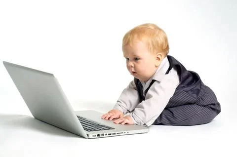 Baby working Stock Photos