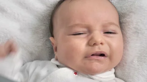 Baby's face close-up, lips and eyes of a newborn. Stock Footage 234429256