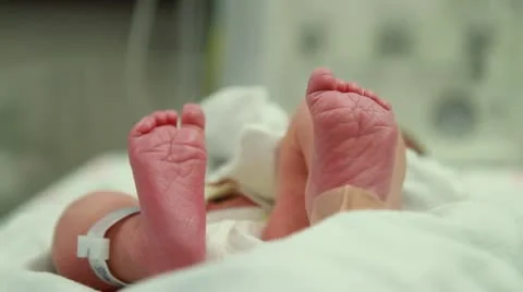 Baby's Feet - Newborn at Hospital Stock Footage