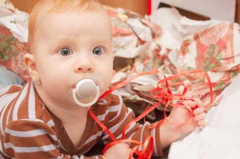 Baby's first christmas Stock Photos