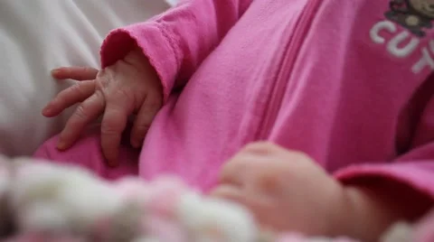 Baby's hands during sleep Stock Footage 54282717