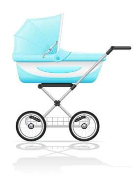 Babys perambulator blue illustration Stock Illustration