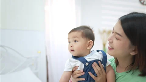 Baby's rest after breakfast time Stock Footage 291367287