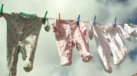 Baby's washing blowing in the wind Stock Footage 144726