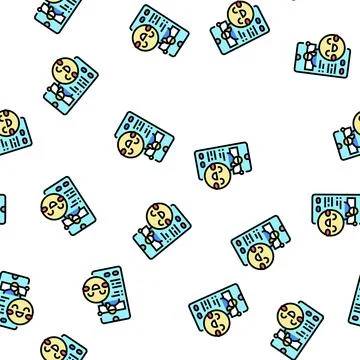 Babysitting smartphone app vector seamless pattern Stock Illustration