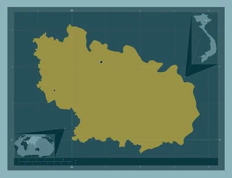 Bac Ninh, Vietnam. Solid color shape. Locations of major cities of the region 스톡 일러스트