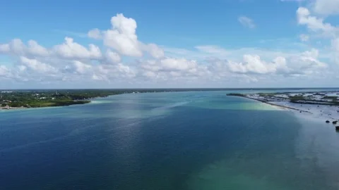 Bacalar Lagoon Mexico Aerial Drone in Tropical Paradise Destination 4k Footage Stock Footage