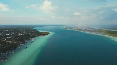 Bacalar Lagoon Super High Angle Drone Shot. Stock Footage 228677922
