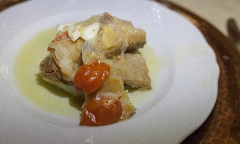 Baccal in tegame Foto stock