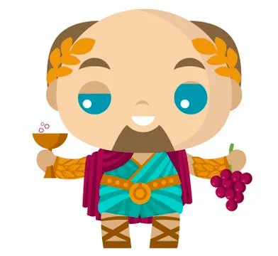 Bacchus dionysus cute tiny god of the wine Stock Illustration