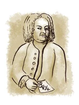 BACH watercolored Stock Illustration