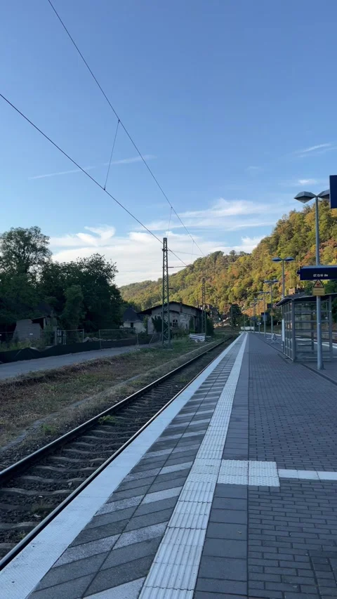 Bacharach, Germany, August 11, 2026 selective focus on railway station in B.. Stock Footage 345200997