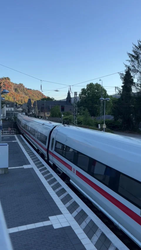 Bacharach, Germany, August 11, 2026 selective focus on railway platform in .. Stock Footage 345201294