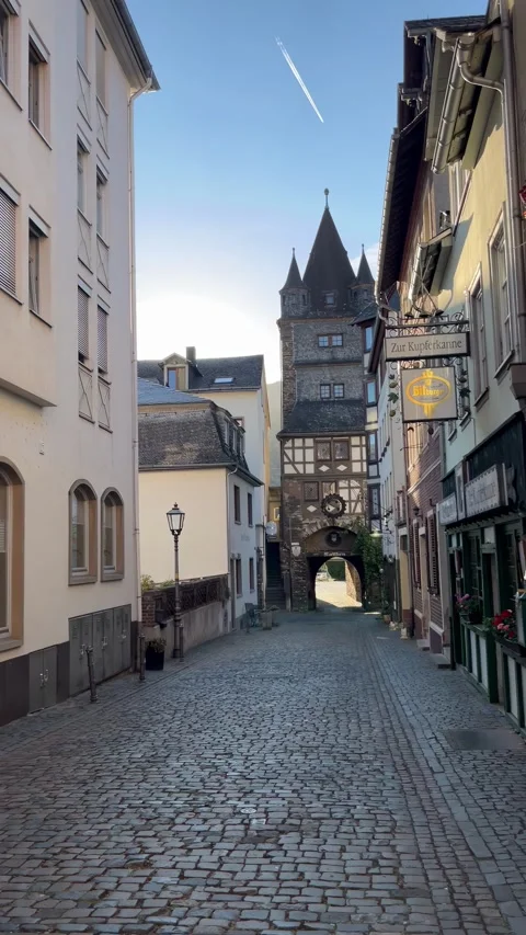 Bacharach, Germany, August 11, 2026 selective focus on medieval architectur.. Stock Footage 345201536