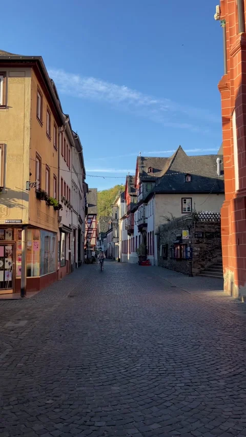 Bacharach, Germany, August 11, 2026 selective focus on beautiful old town h.. Stock Footage 345201716