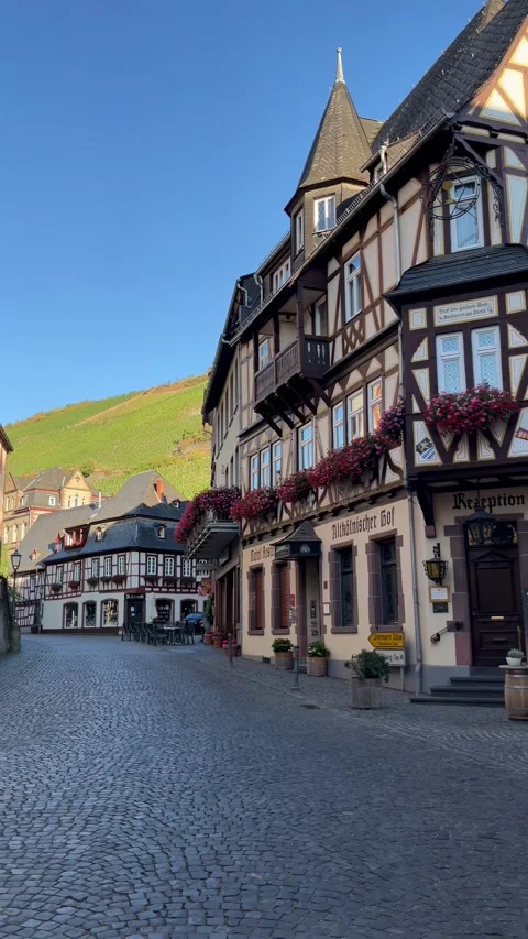 Bacharach, Germany, August 11, 2026 selective focus on traditional timber f.. Stock Footage 345201750