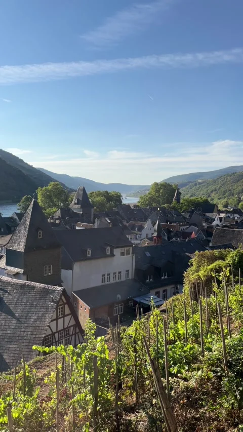 Bacharach, Germany, August 11, 2026 selective focus on medieval Bacharach o.. Stock Footage 345202161