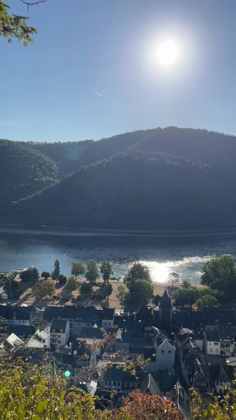 Bacharach, Germany, August 11, 2026 selective focus on old town surrounded .. Stock Footage 345202520