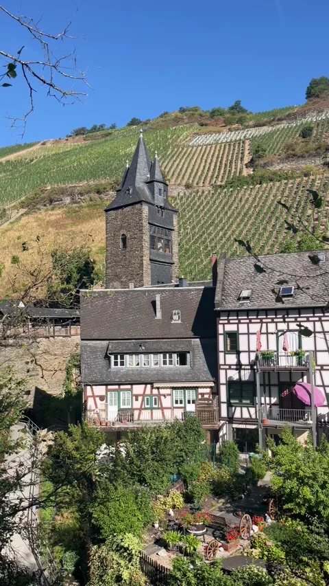 Bacharach, Germany, August 11, 2026 selective focus on historic architectur.. Stock Footage 345203587