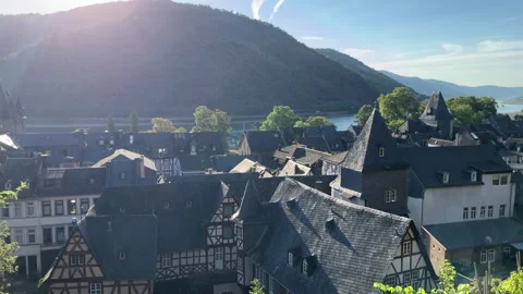 Bacharach, Germany, August 12, 2026 selective focus Bacharach town surround.. Stock Footage 344878790