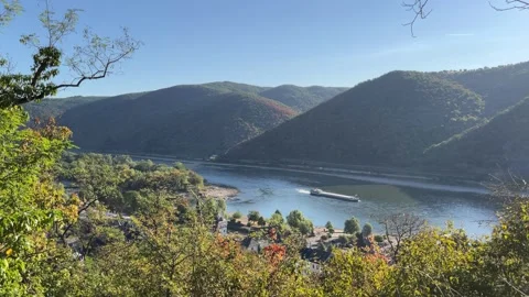 Bacharach, Germany, August 12, 2026 selective focus picturesque river valle.. Stock Footage 344879202