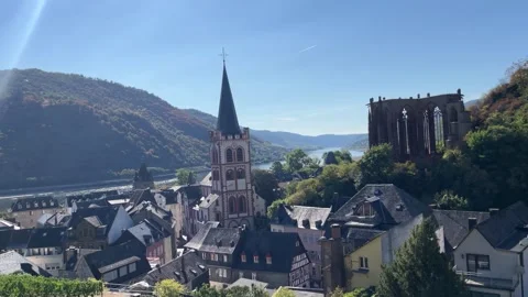 Bacharach, Germany, August 12, 2026 selective focus old town buildings and .. Stock Footage 344879812