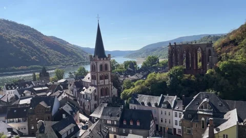 Bacharach, Germany, August 12, 2026 selective focus traditional buildings a.. Stock Footage 344879939
