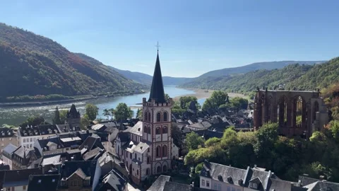 Bacharach, Germany, August 12, 2026 selective focus historic townscape and .. Stock Footage 344879972