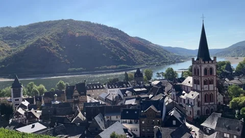 Bacharach, Germany, August 12, 2026 selective focus Bacharach old town arch.. Stock Footage 344880030