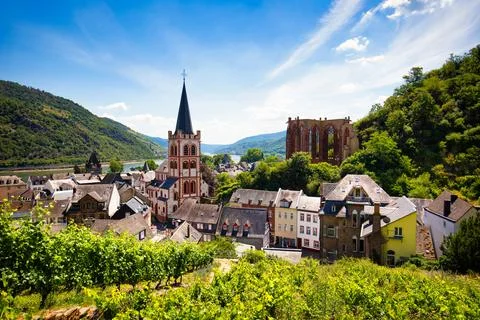 Bacharach panoramic view. Bacharach is a small town in Rhine valley in Rhin.. Stock Photos
