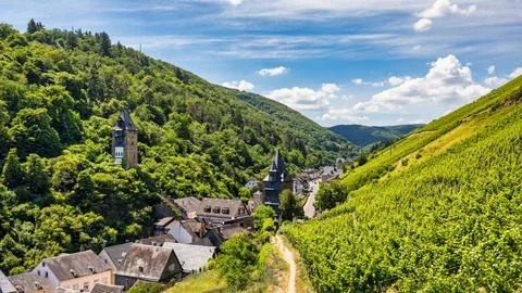 Bacharach panoramic view. Bacharach is a small town in Rhine valley in Rhin.. Stock Photos