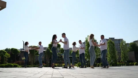 Bachata dance Professional artists dancing latin american dance in garden Stock Footage 281655584