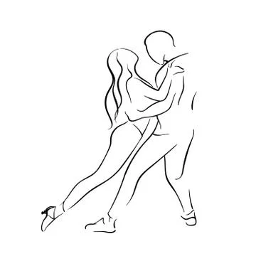 Bachata dance vector sketch. Hand drawn kine illustration. Stock Illustration