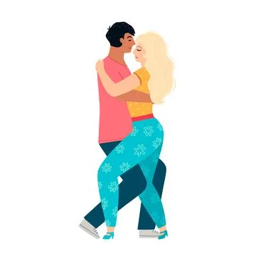 Bachata dancers couple vector characters isolated on white background Illustrazione stock