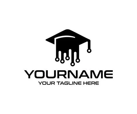 Bachelor hat with circuit, technology and high tech, logo design Stock Illustration