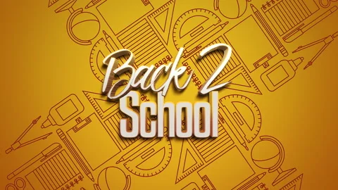 Back 2 School on blackboard with school elements Stock Footage 204020147
