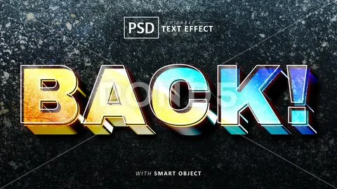 Back 3d text effect editable PSD Template