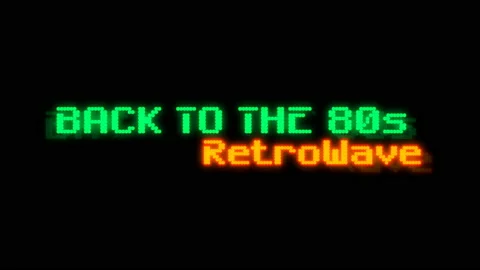Back to the 80's Retrowave - neon text with glitch effect. Animation of BACK TO Stock Footage 189871883